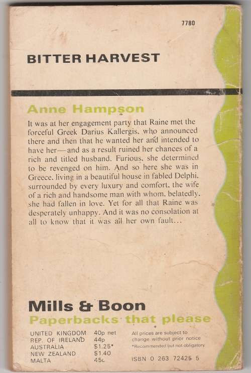 Mills and Boon - Bitter Harvest - Anne Hampson