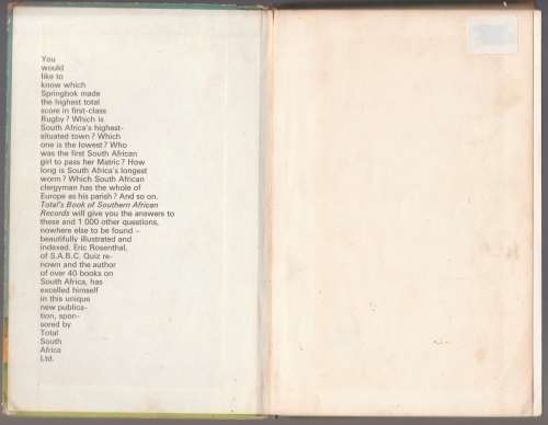 Total`s Book of Southern African Records by Eric Rosenthal - 1975