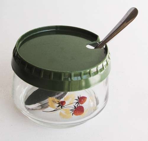 1980`s Sugar / Jam Bowl with an EETRITE BAGUETTE 18-10 Stainless Steel Spoon