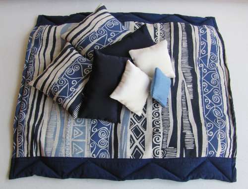 Fashion Doll`s ( Barbie, etc ) Quilt, Pillows, Flat Sheet and Cushions - Bedding