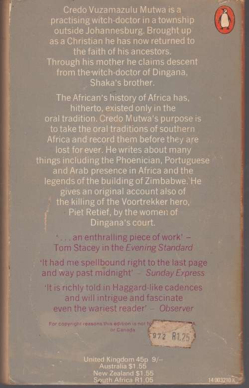 MY PEOPLE - Credo Mutwa - Writings of A Zulu Witch-Doctor