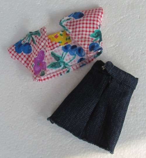 Fashion Dolls ( Barbie etc ) Denim Skirt and Top