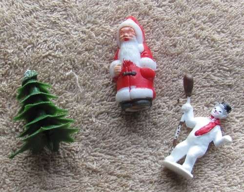 Vintage - 3 x Christmas Cake Topper Decorations