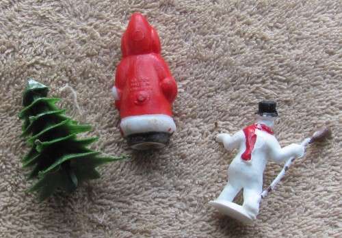 Vintage - 3 x Christmas Cake Topper Decorations