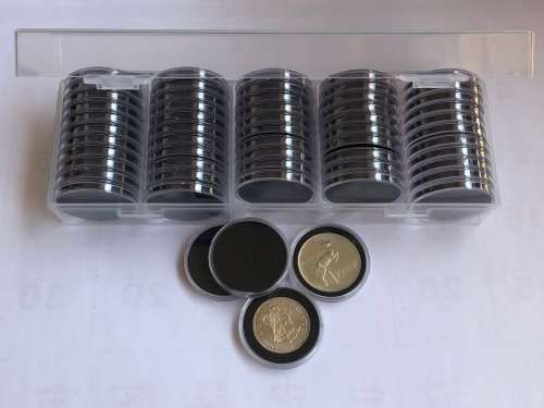 38mm Coin Capsules,Box 55pcs.(Inner 33mm,28mm,23mm,18mm) No coins!