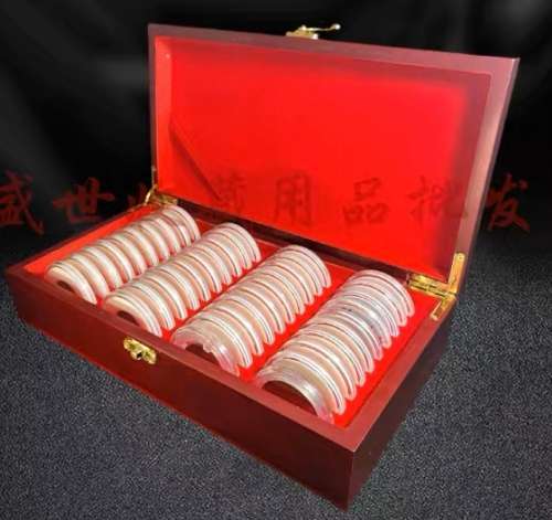 Wooden coins display case capsule holder storage coin collection box. 46mm x 40pcs. Inner.