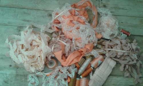 Orange ribbons, quality lace and cotton
