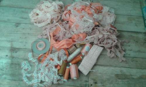 Orange ribbons, quality lace and cotton
