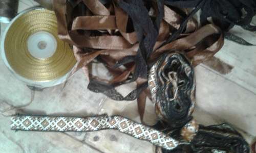 A lot of brown ribbons, quality laces and cotton