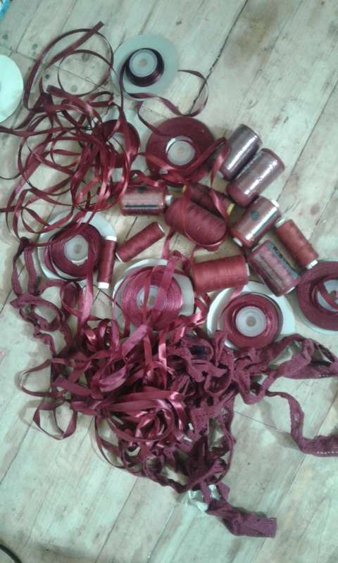 Good quality Meroon lace, ribbons and cotton