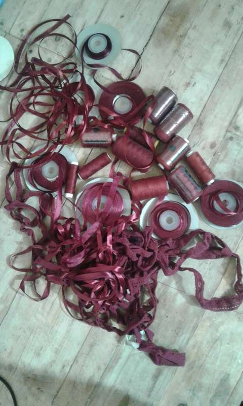 Good quality Meroon lace, ribbons and cotton