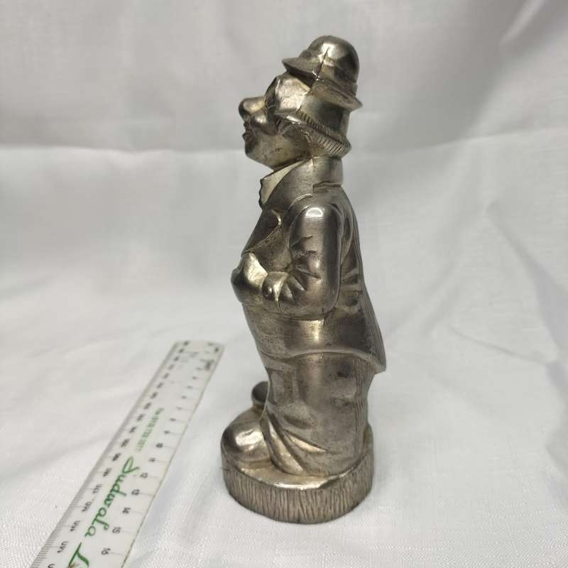 Metal Vintage Penny Piggy Bank Clown Silver Still!!!!