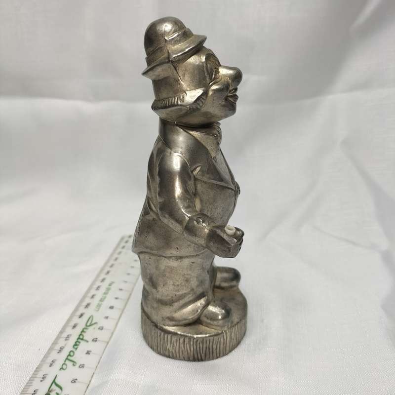 Metal Vintage Penny Piggy Bank Clown Silver Still!!!!