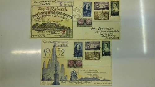 2 SA first day van riebeeck commemorative  covers condition as per scans