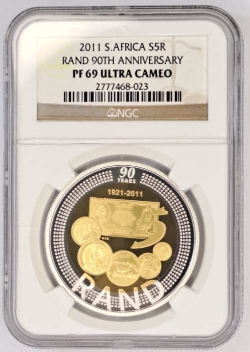 2011 South Africa R5 Coin 90th Anniversary - PF69 Ultra Cameo