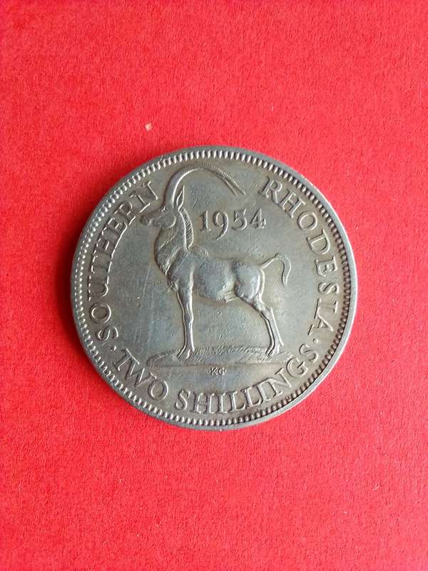 1954 Southern Rhodesia Two Shillings Coin
