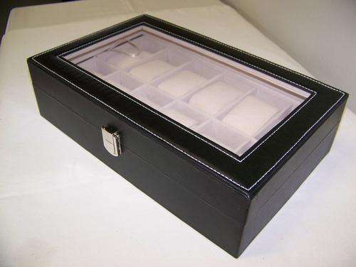 12 Watch black leatherette display case.