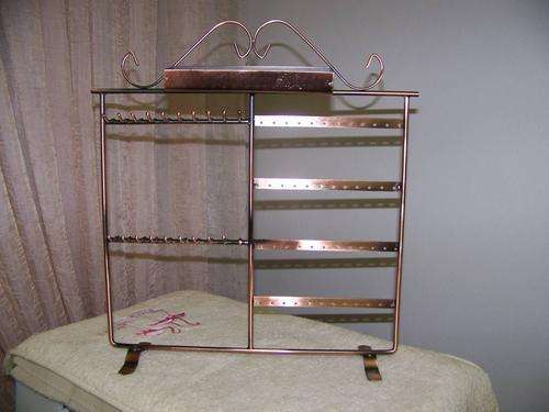 Copper coated ring earring necklace and bracelet display.