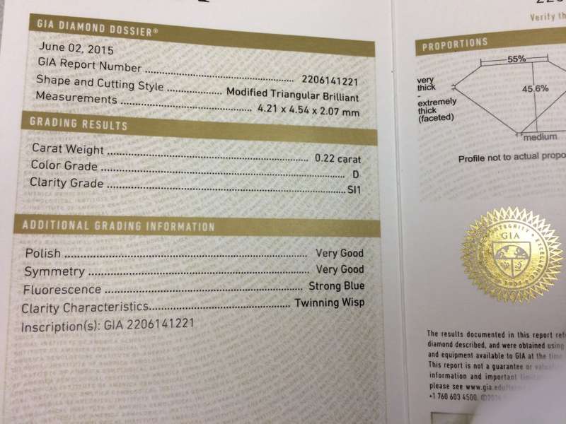 0.22 D SI1 GIA Certified Trillion Loose Natural Diamond