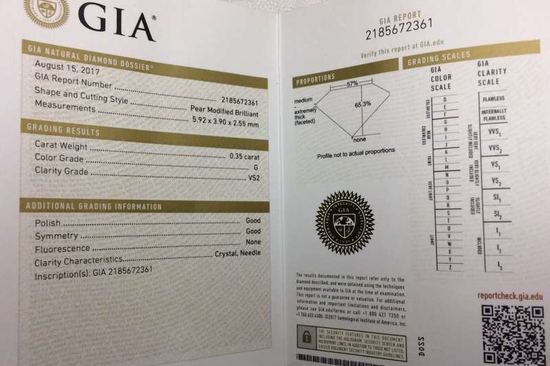 0.35 G VS2 GIA Certified Pear Loose Natural DIamond