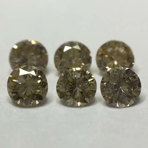 0.23 Ct 6 x Fancy Brown SI1 - i2 Round Brilliant Melee Diamonds