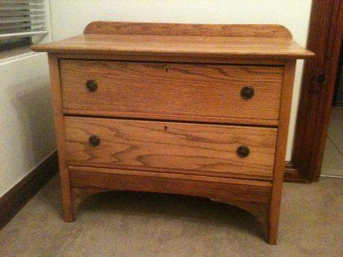 English Oak 2 Drawer Chest - Good condition Antique 1930's
