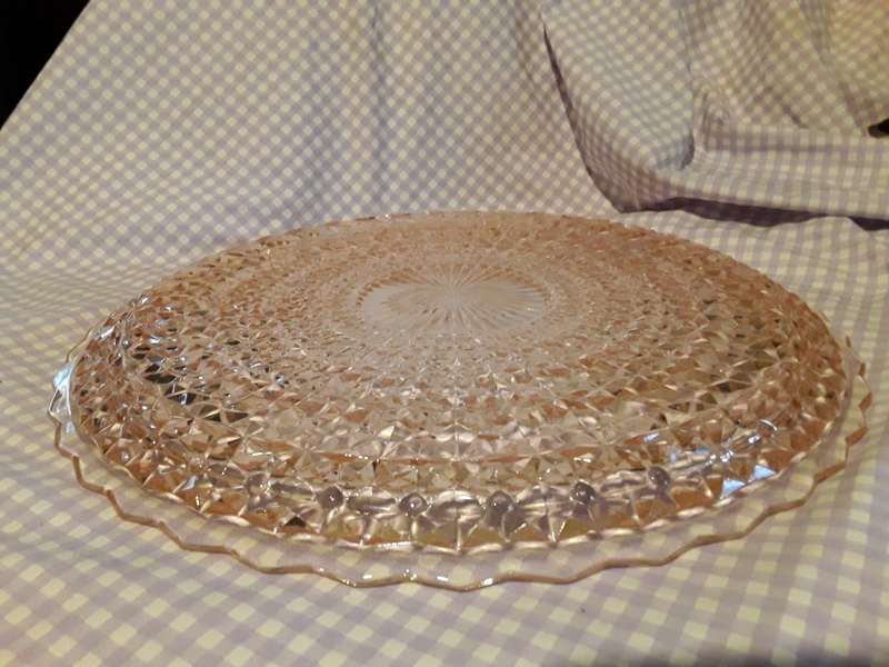 Large Pink Depression Glass Cake Plate