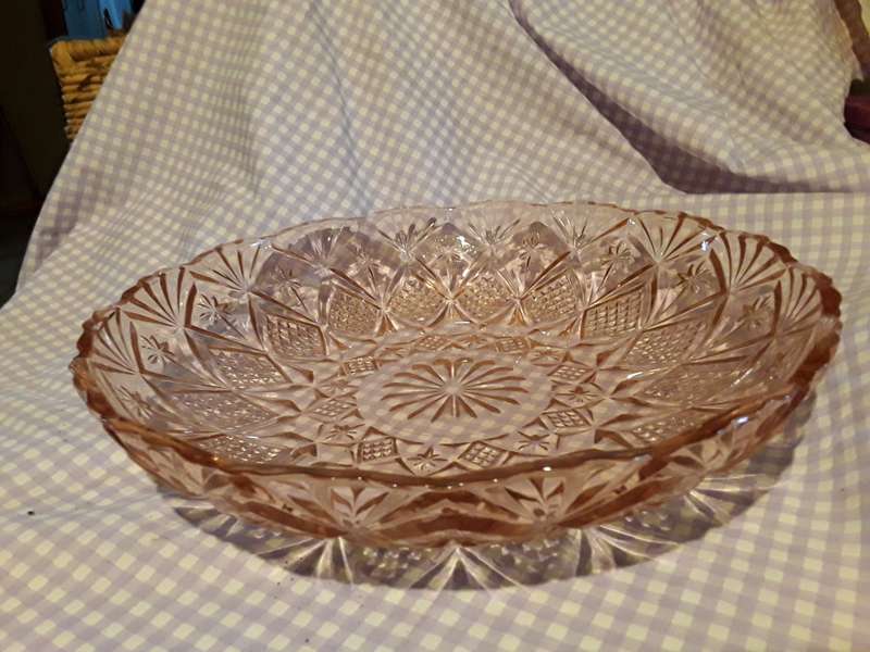 Large Pink Depression Glass Salad Platter