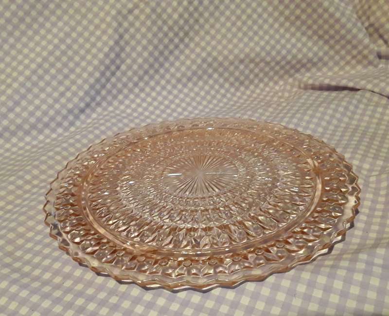 Pink Depression Glass Cake Plate