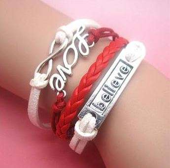 Infinity leather charm bracelet - Love believe