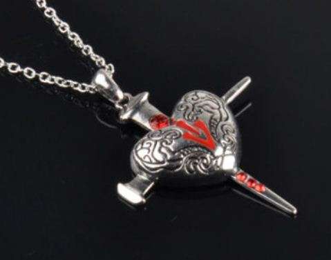 Dark Heart of Dream Vintage Gothic Red Crystal Pendant Necklace