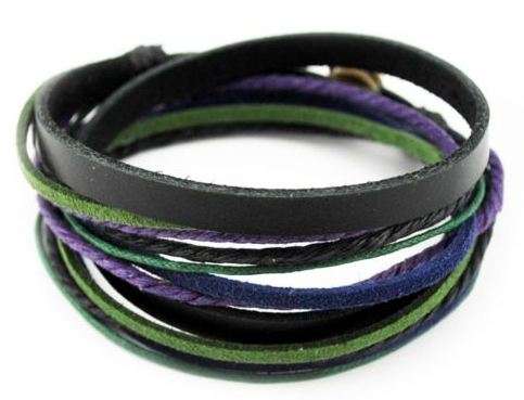 Handmade surfer Jewelry Hemp Black Leather Bracelet unisex