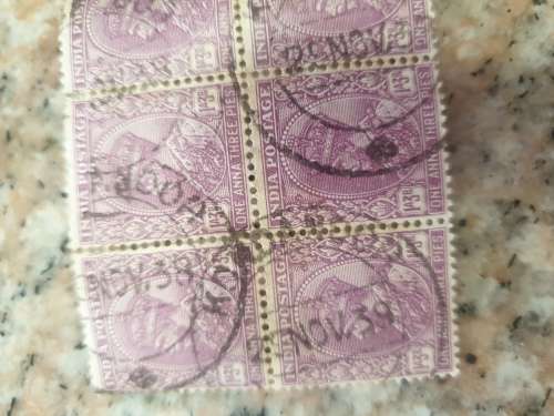 INDIA Stamps - HUGE PILE of used GEORGE VI Anna's (Flaw & Cancel hunters or decopage artists)