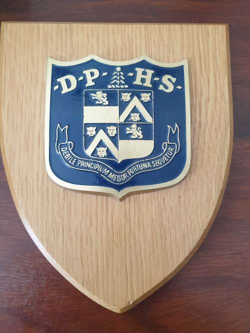 DPHS School crest on wood - LOVELY SCARCE ITEM - Calling all OLD BOYS