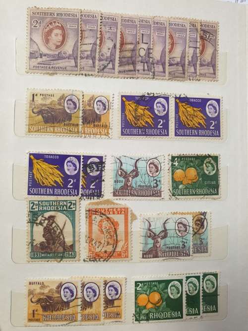 Rhodesias (used) in small worn album - WONDERFUL SELECTION - good value and some cool postmarks