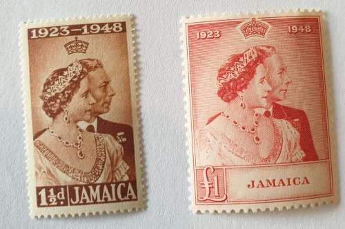 Jamaica -1948 Royal Silver Wedding complete SG 143 and 144 (HIGH CV £30+)