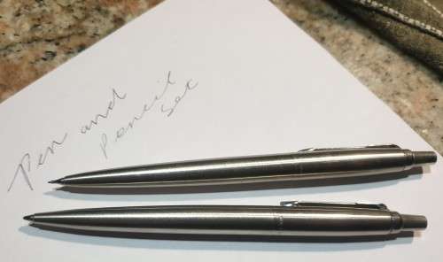 Parker Jotter Ballpoint Pen and Pencil Set - Stainless Steel - Chrome Trim **Lovely Original Item