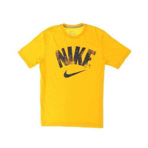 Nike Men's Yellow Graphic Cotton Crew Neck T-Shirt size - L