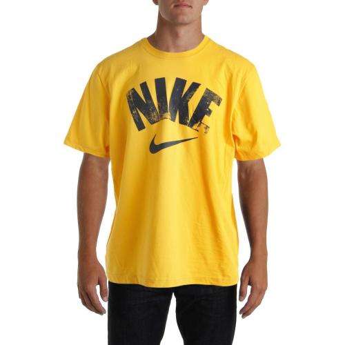Nike Men's Yellow Graphic Cotton Crew Neck T-Shirt size - L