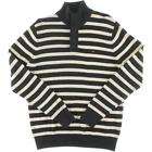 Tommy Hilfiger Mens Black-Ivory Striped Mock Collar Pullover Sweater Size - M