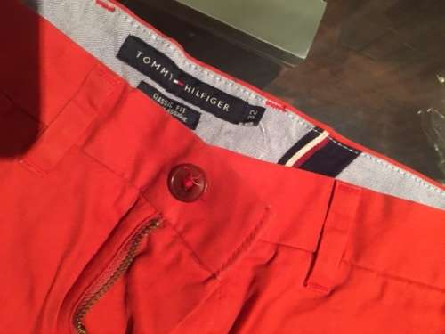 Tommy Hilfiger Mens Red Twill Classic Fit , Chino Shorts Size - 32