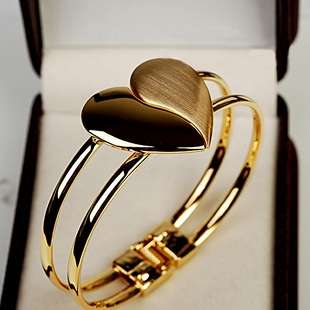 Gold Heart Cuff Bracelet