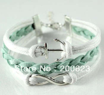 Green Anchor Infinity Bracelet