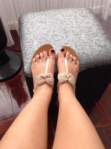 Nude bow sandals - size 4