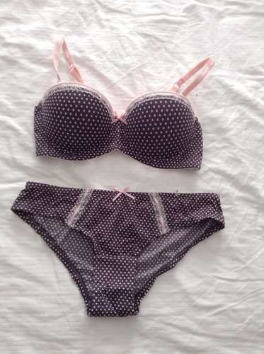 Pink and grey polka Woolworths set - 34 B / Small