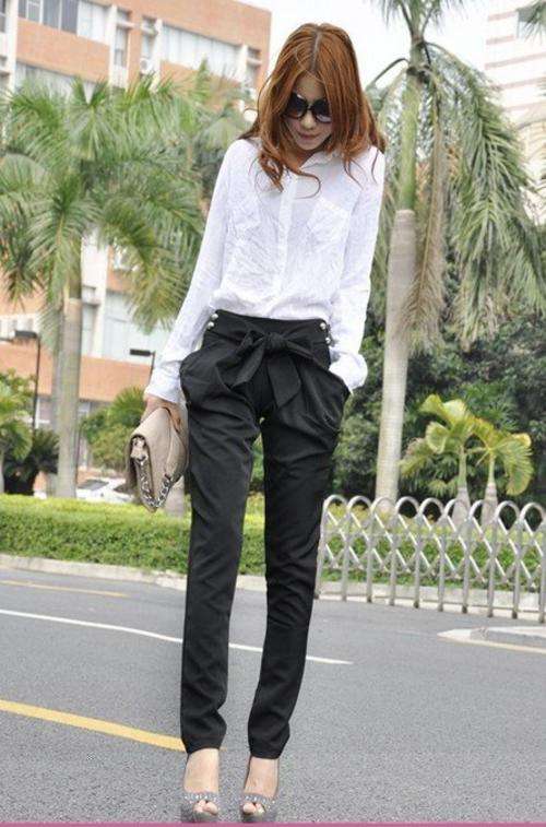 Black Bow Pants - small