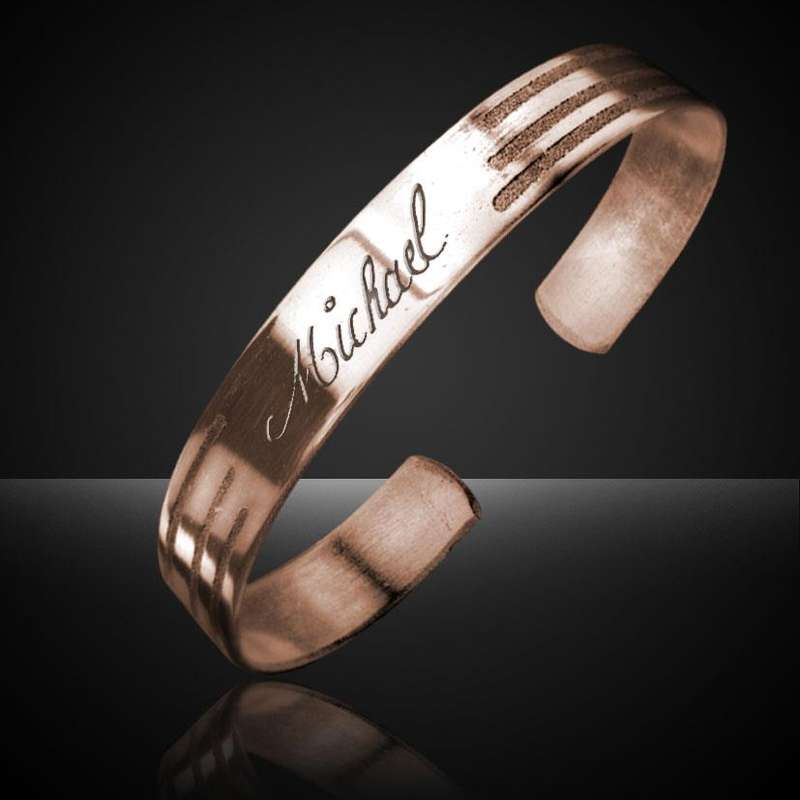 Lovely Open Ended Mens / Womens Copper Bracelet with *** FREE ENGRAVING OF YOUR CHOICE ***