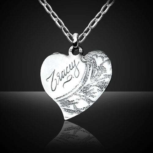 Stainless Steel Pendant And Chain (Victorian Heart Design) *** FREE ENGRAVING OF YOUR CHOICE ***