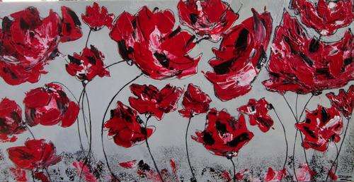 Original Art by ZeldaZ    "  ABSTRACT RED FLOWERS"