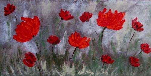 Original art by ZeldaZ     "Abstract red poppies"